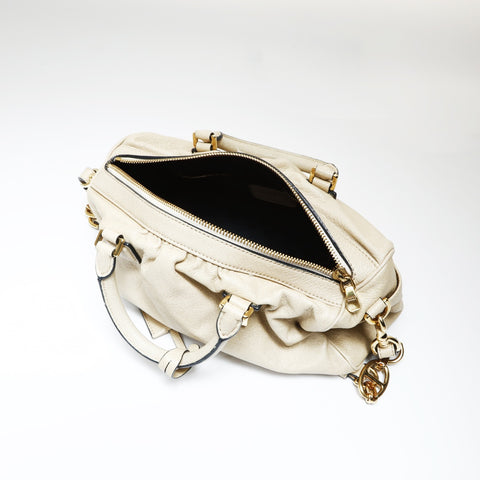 LOEWE Anagram glitter Boston bag 2way Handbag beige WS26948