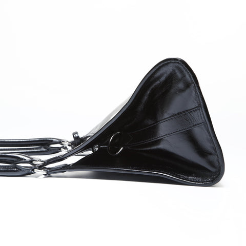 PRADA Runway Push Lock Medium Leather Tote Shoulder Bag black WS26950