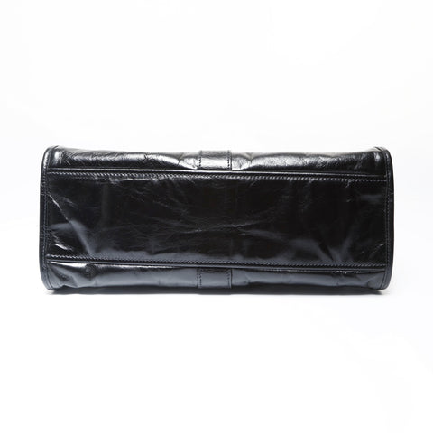 PRADA Runway Push Lock Medium Leather Tote Shoulder Bag black WS26950