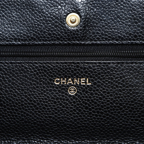 CHANEL No. 18 2013-2014 Caviar Skin COCO Mark Chain Wallet Classic Shoulder Bag black WS26953