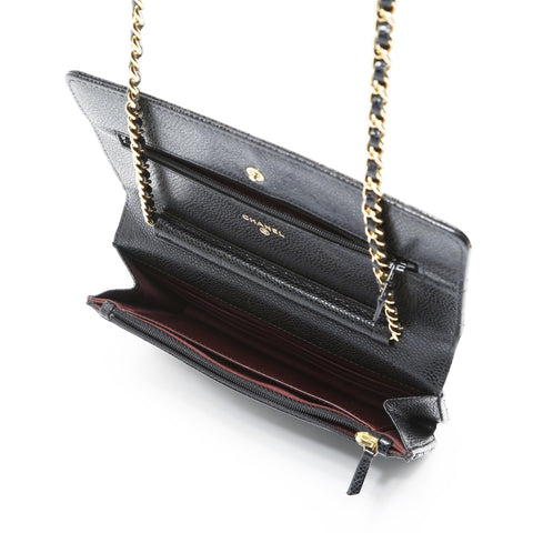 CHANEL No. 18 2013-2014 Caviar Skin COCO Mark Chain Wallet Classic Shoulder Bag black WS26953