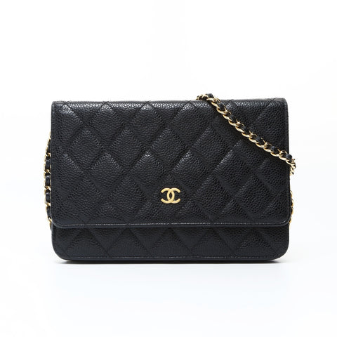 CHANEL No. 18 2013-2014 Caviar Skin COCO Mark Chain Wallet Classic Shoulder Bag black WS26953
