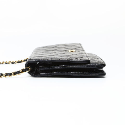 CHANEL No. 18 2013-2014 Caviar Skin COCO Mark Chain Wallet Classic Shoulder Bag black WS26953