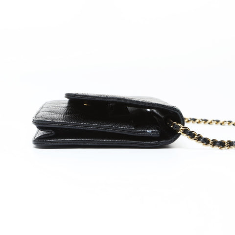 CHANEL No. 18 2013-2014 Caviar Skin COCO Mark Chain Wallet Classic Shoulder Bag black WS26953