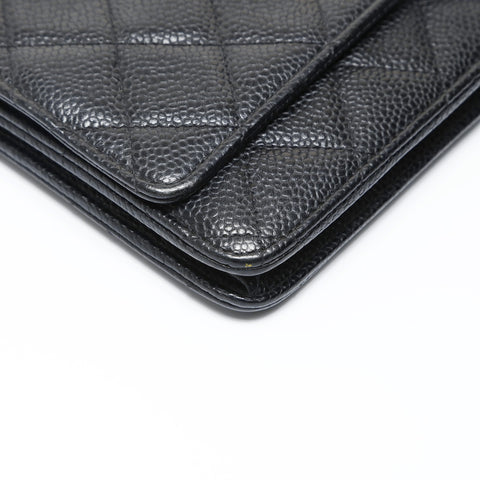 CHANEL No. 18 2013-2014 Caviar Skin COCO Mark Chain Wallet Classic Shoulder Bag black WS26953