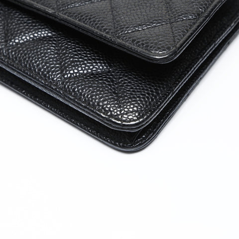 CHANEL No. 18 2013-2014 Caviar Skin COCO Mark Chain Wallet Classic Shoulder Bag black WS26953