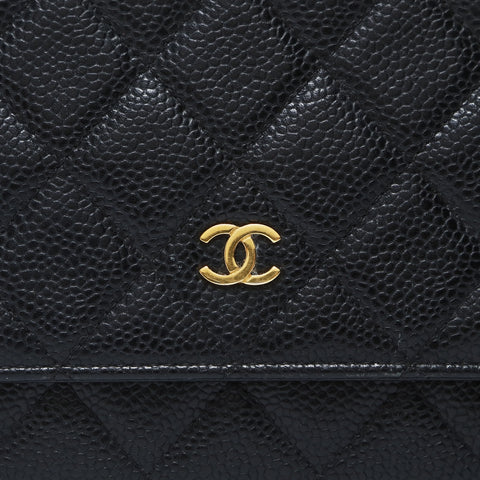 CHANEL No. 18 2013-2014 Caviar Skin COCO Mark Chain Wallet Classic Shoulder Bag black WS26953