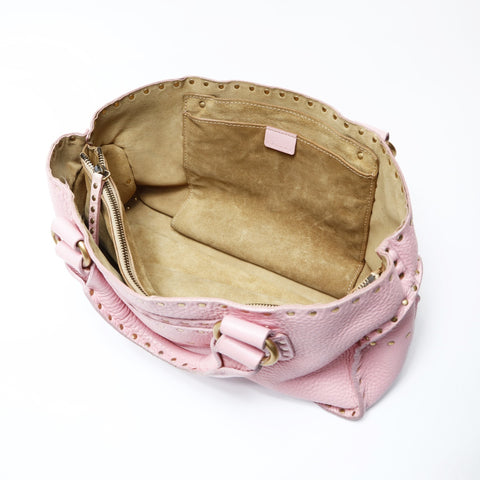 CELINE Boogie Back Leather Studs Handbag pink WS26955