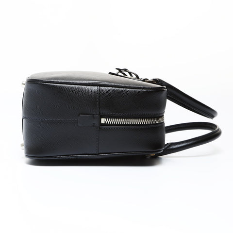 PRADA Saffiano handbag with triangle logo in Metal Silver Handbag black WS26958