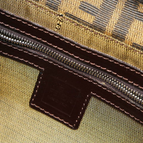 FENDI Zucca Canvas Mamma Baguette Shoulder Bag Brown WS26959