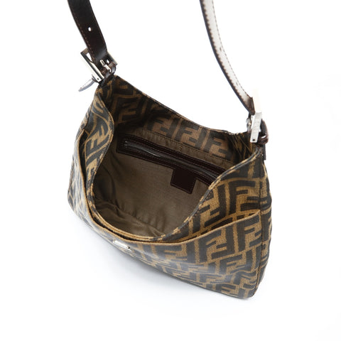 FENDI Zucca Canvas Mamma Baguette Shoulder Bag Brown WS26959