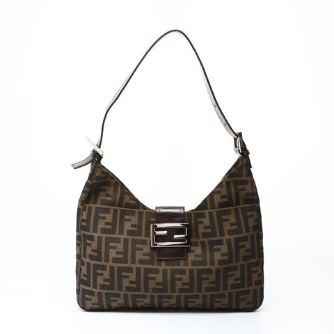 FENDI Zucca Canvas Mamma Baguette Shoulder Bag Brown WS26959