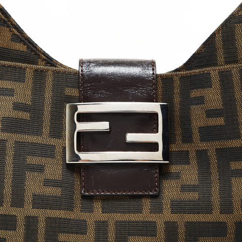 FENDI Zucca Canvas Mamma Baguette Shoulder Bag Brown WS26959