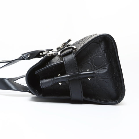 Salvatore Ferragamo Gancini PVC SilverMetal One-Shoulder Bag Shoulder Bag black WS26960