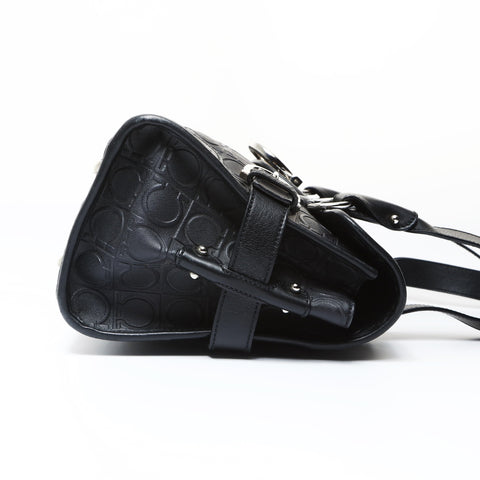 Salvatore Ferragamo Gancini PVC SilverMetal One-Shoulder Bag Shoulder Bag black WS26960