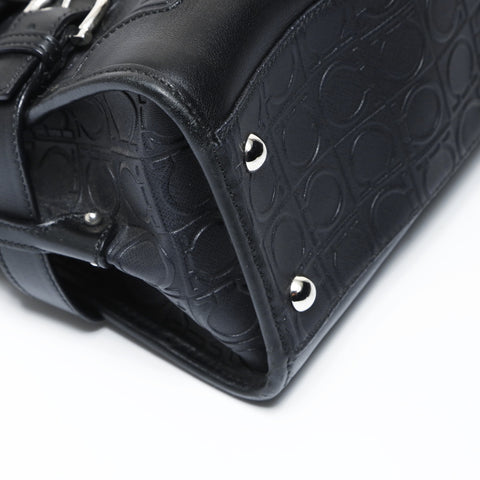 Salvatore Ferragamo Gancini PVC SilverMetal One-Shoulder Bag Shoulder Bag black WS26960