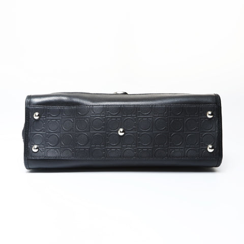 Salvatore Ferragamo Gancini PVC SilverMetal One-Shoulder Bag Shoulder Bag black WS26960