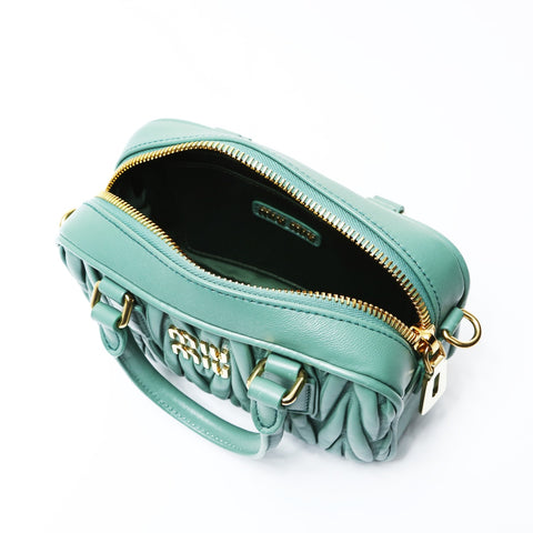 Miu Miu Arcadi Matelasse Leather 2WAY Handbag green WS26964