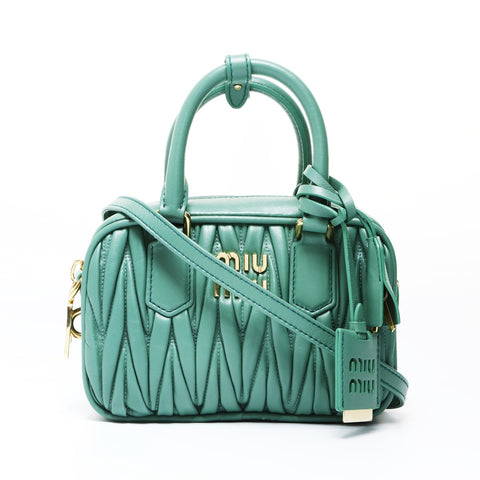 Miu Miu Arcadi Matelasse Leather 2WAY Handbag green WS26964