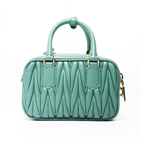Miu Miu Arcadi Matelasse Leather 2WAY Handbag green WS26964