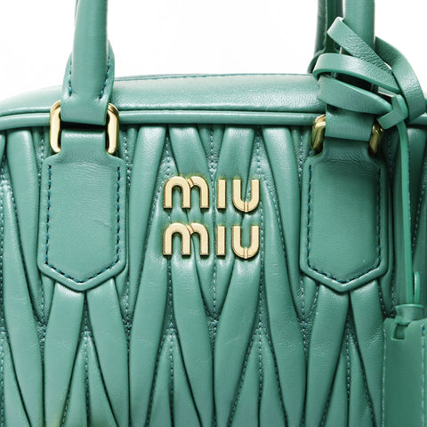 Miu Miu Arcadi Matelasse Leather 2WAY Handbag green WS26964