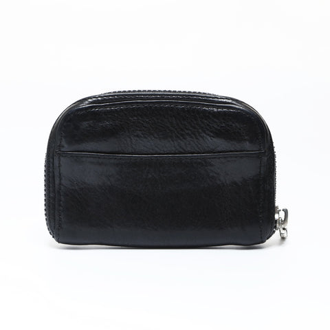 CHROME HEARTS Leather Scroll Logo Dagger Round Zip Coin Case Coin case black WS26968