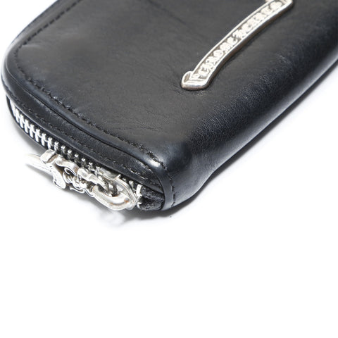 CHROME HEARTS Leather Scroll Logo Dagger Round Zip Coin Case Coin case black WS26968