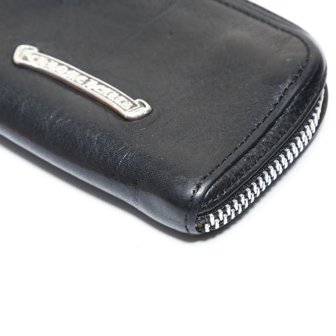CHROME HEARTS Leather Scroll Logo Dagger Round Zip Coin Case Coin case black WS26968