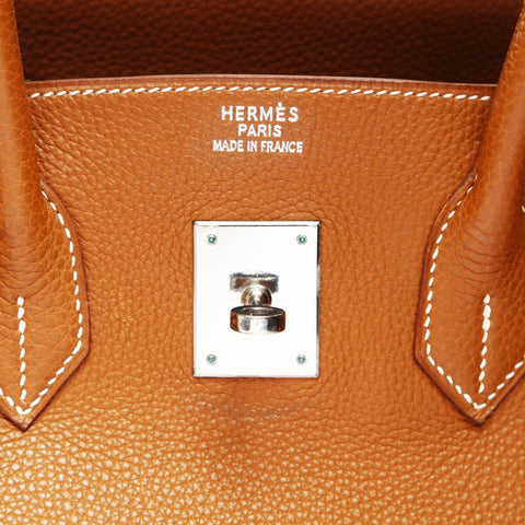 HERMES Birkin 35 Togo Gold E Handbag Brown WS26970