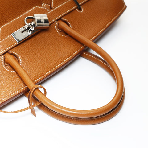 HERMES Birkin 35 Togo Gold E Handbag Brown WS26970