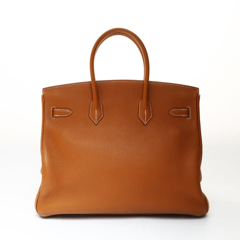 HERMES Birkin 35 Togo Gold E Handbag Brown WS26970