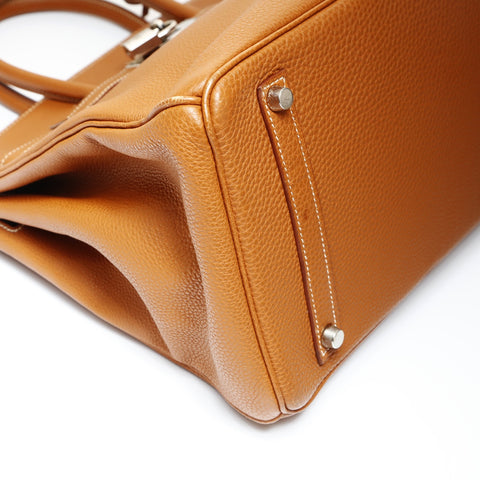 HERMES Birkin 35 Togo Gold E Handbag Brown WS26970