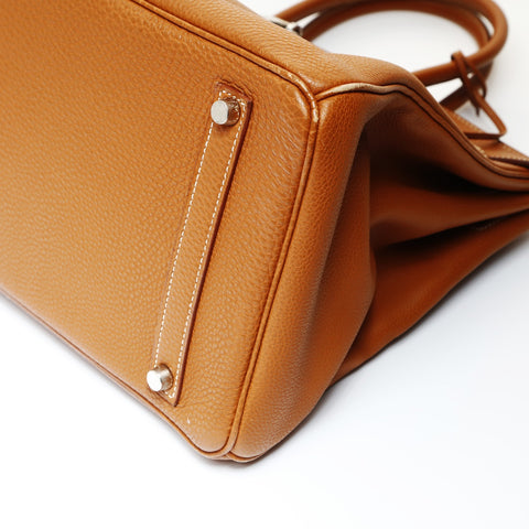 HERMES Birkin 35 Togo Gold E Handbag Brown WS26970