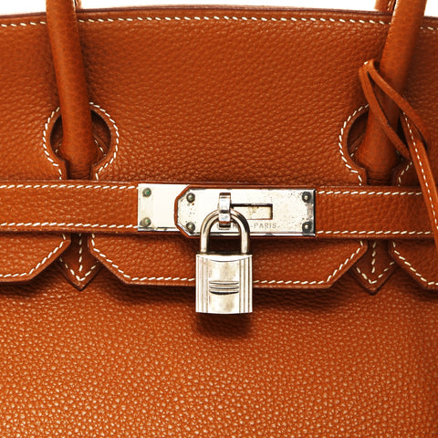 HERMES Birkin 35 Togo Gold E Handbag Brown WS26970