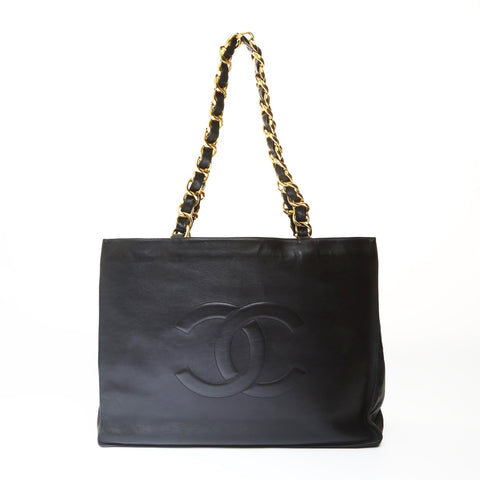 CHANEL BigCoco Chain Tote Bag in lambskin Tote Bag black WS26974