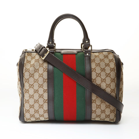 GUCCI GG Canvas Sherry Line Boston Bag Shoulder Bag beige WS26978