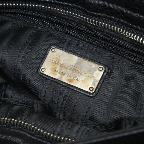 Salvatore Ferragamo Gancini Sophia Leather 2-Way Bag Handbag black WS26983