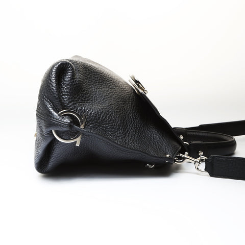 Salvatore Ferragamo Gancini Sophia Leather 2-Way Bag Handbag black WS26983