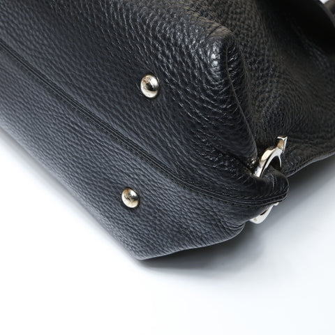 Salvatore Ferragamo Gancini Sophia Leather 2-Way Bag Handbag black WS26983