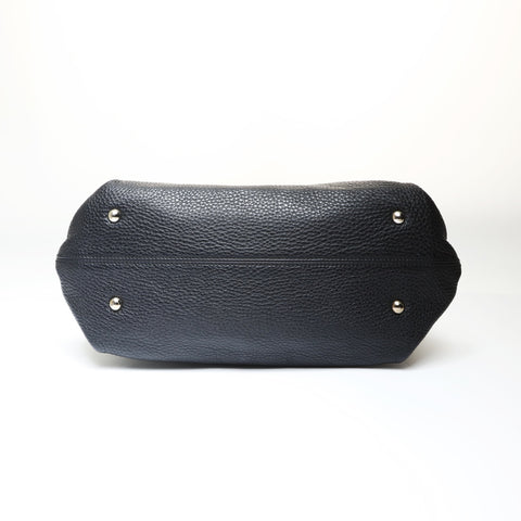 Salvatore Ferragamo Gancini Sophia Leather 2-Way Bag Handbag black WS26983