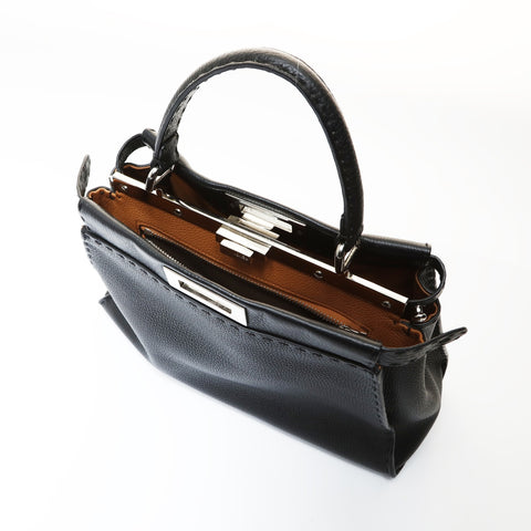 FENDI Leather Peekaboo 2way Selleria Handbag black WS26989