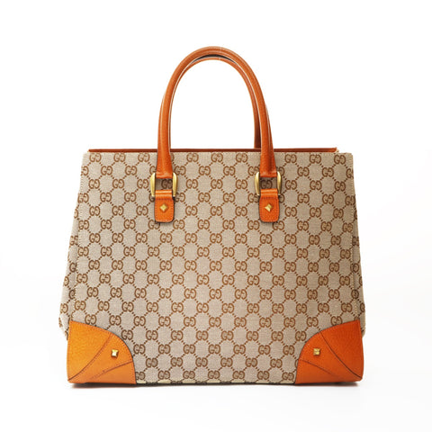 GUCCI GG canvas studs Tote Bag Brown WS26995