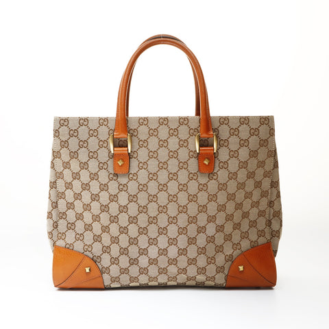 GUCCI GG canvas studs Tote Bag Brown WS26995