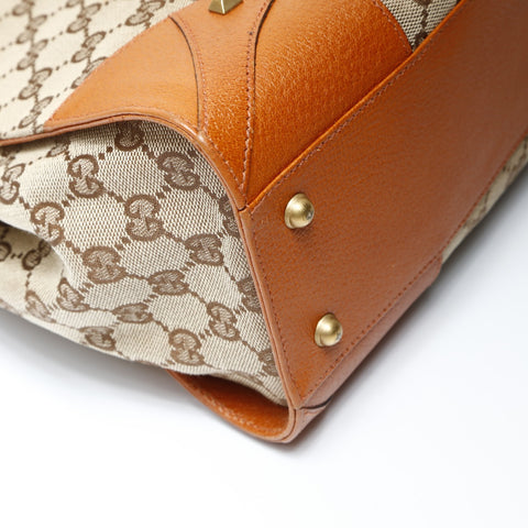 GUCCI GG canvas studs Tote Bag Brown WS26995