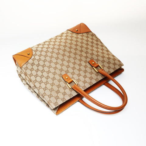 GUCCI GG canvas studs Tote Bag Brown WS26995