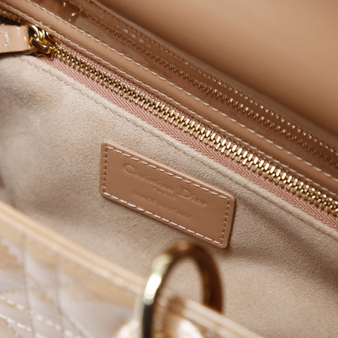 Christian Dior Lady Dior Cannage 2way Pink Beige Metal Gold Shoulder Bag beige WS26996