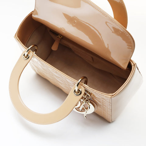 Christian Dior Lady Dior Cannage 2way Pink Beige Metal Gold Shoulder Bag beige WS26996