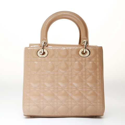 Christian Dior Lady Dior Cannage 2way Pink Beige Metal Gold Shoulder Bag beige WS26996