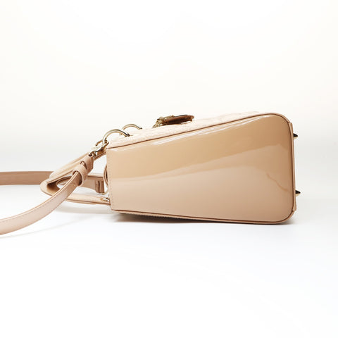 Christian Dior Lady Dior Cannage 2way Pink Beige Metal Gold Shoulder Bag beige WS26996