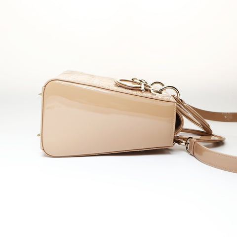 Christian Dior Lady Dior Cannage 2way Pink Beige Metal Gold Shoulder Bag beige WS26996